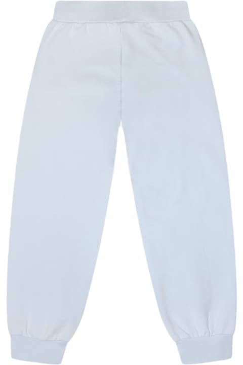 Monnalisa Bottoms for Girls Monnalisa Light Blue Cotton Track Pants