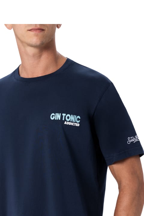 Homeware MC2 Saint Barth Man Cotton T-shirt With Gin Tonic Addicted Placed Print