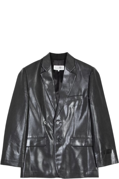 ウィメンズ MM6 Maison Margielaのコート＆ジャケット MM6 Maison Margiela Giacca Black Wool Tailored Blazer With Waxed Front