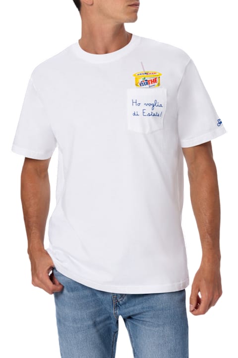 Homeware MC2 Saint Barth Man Cotton T-shirt Austin With Estathé Embroidery | Estathe
 Special Edition