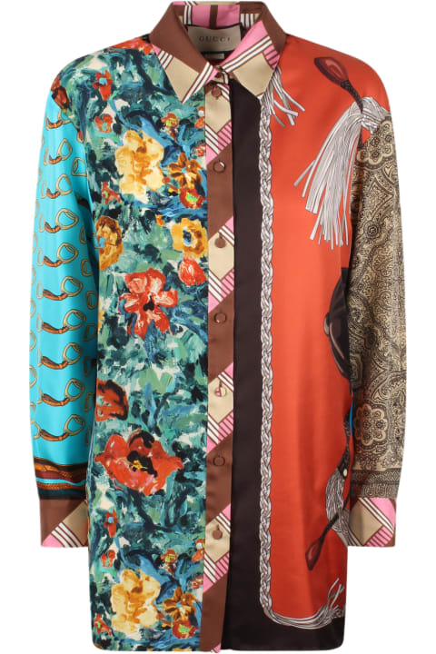 Gucci Clothing for Women Gucci Heritage Patchwork Print Silk Shirt