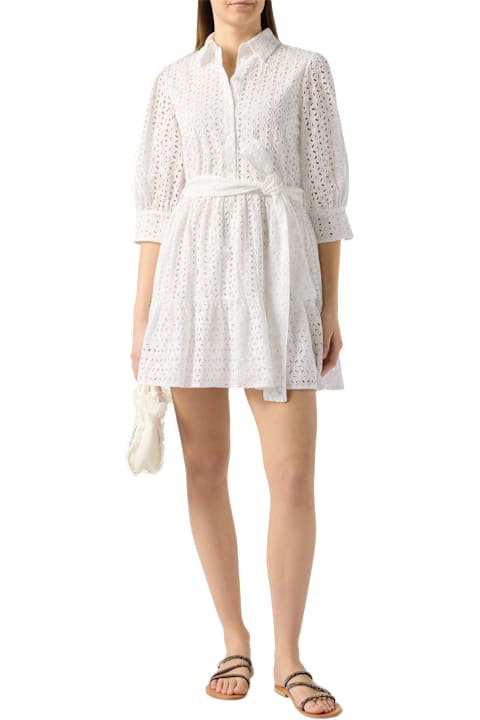 Homeware MC2 Saint Barth White Cotton Short Dress Daisi With Embroideries