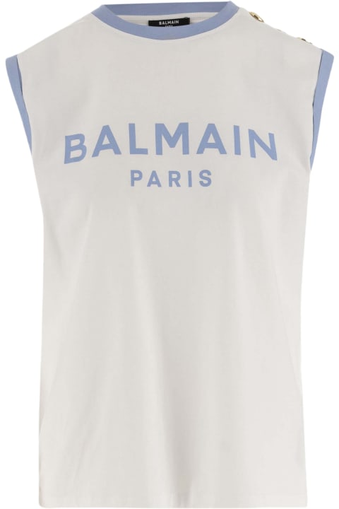 ウィメンズ Balmainのウェア Balmain Cotton Tank Top With Logo
