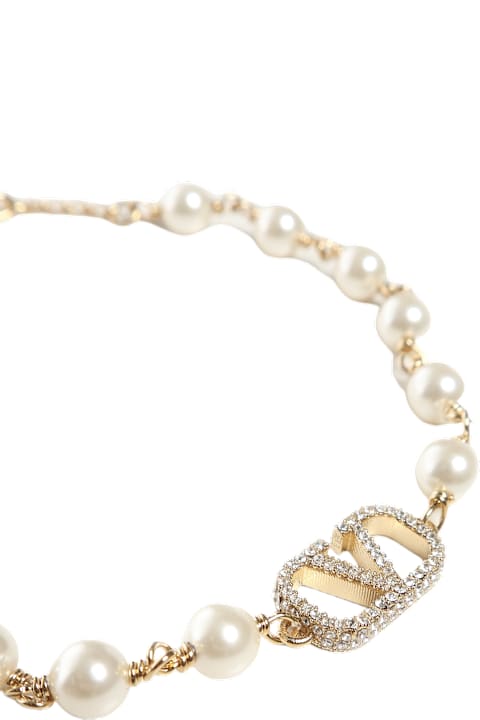 Jewelry for Women Valentino Garavani Vlogo Signature Bracelet With Pearls And Swarovski®