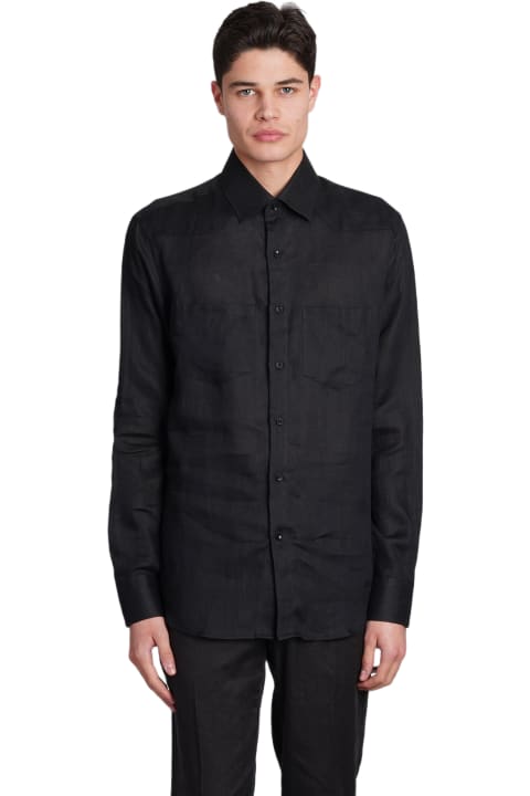 Low Brand Shirts for Men Low Brand Shirt S141 Shirt In Black Linen
