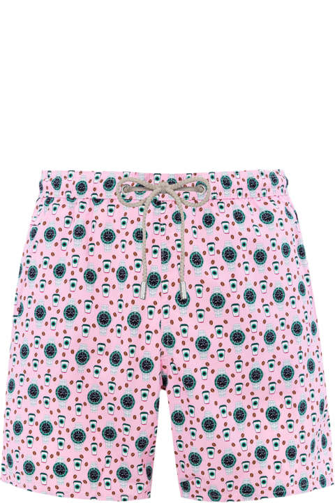 Homeware MC2 Saint Barth Man Lightweight Fabric Swim-shorts Lighting Micro Fantasy With Watches Print