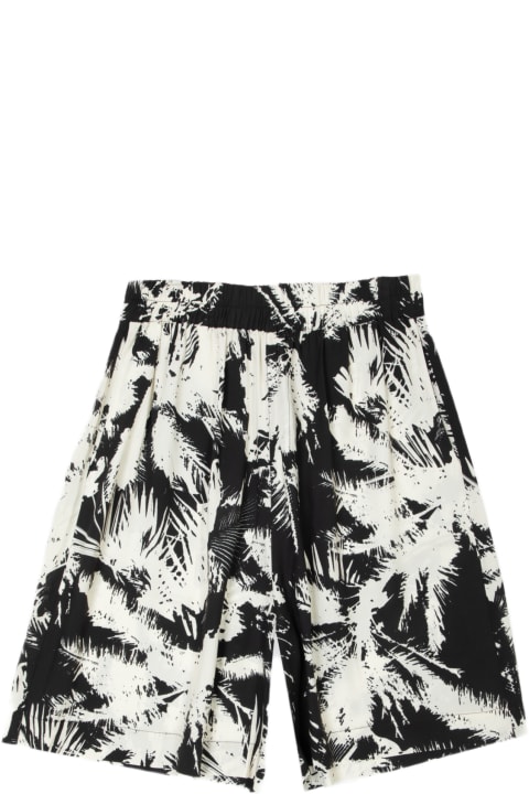 Laneus for Men Laneus Palm Short Man Off white and black palm printed viscose shorts - Palm Short