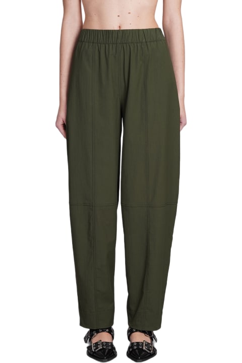 Ganni Pants & Shorts for Women Ganni Pants In Green Cotton