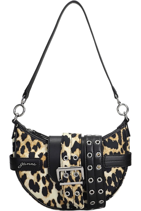Ganni Bags for Women Ganni Bucky Bag Small Shoulder Bag In Animalier Nylon