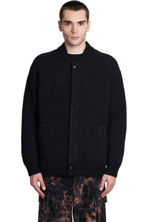 Sweaters for Men Laneus Casual Jacket In Black Wool