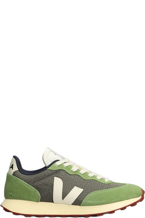 Homeware Veja Rio Branco Ii Sneakers In Green Suede And Fabric