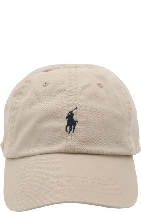 Hats for Men Polo Ralph Lauren Beige And Blue Cotton Baseball Cap