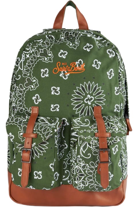 أدوات منزلية MC2 Saint Barth Canvas Backpack Cody With Green Bandanna Print