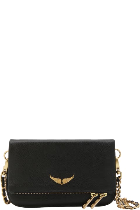 Fashion for Women Zadig & Voltaire Black And Gold Leather Nano Shoulder Bag