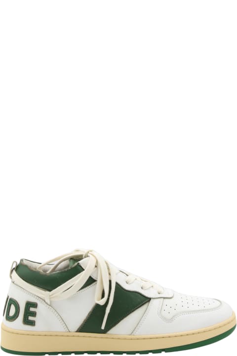 Rhude Sneakers for Men Rhude White And Hunter Green Leather Sneakers