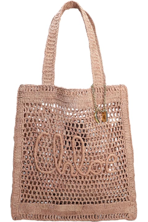 Chloé Summer Banana Tote In Powder Raffia