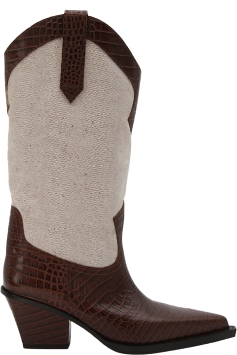 Shoes for Women Paris Texas White And Brown Leather Rosario Boots