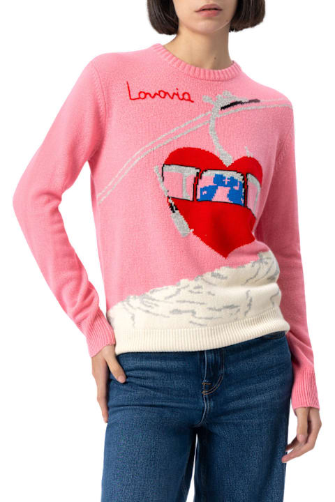 Homeware MC2 Saint Barth Woman Cashmere Blend Sweater New Queen With Postcard Jacquard