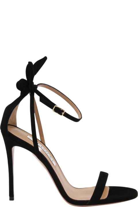 Fashion for Women Aquazzura Black Suede Bow Tie Sandals