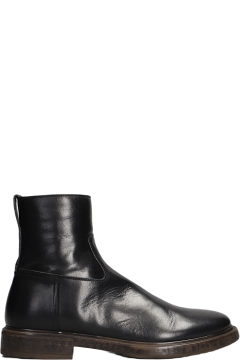 メンズ Silvano Sassettiのブーツ Silvano Sassetti Low Heels Ankle Boots In Black Leather
