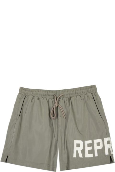 Swimwear for Men REPRESENT Represent Swim Short Khaki green nylon swim shorts with logo - Swim Shorts