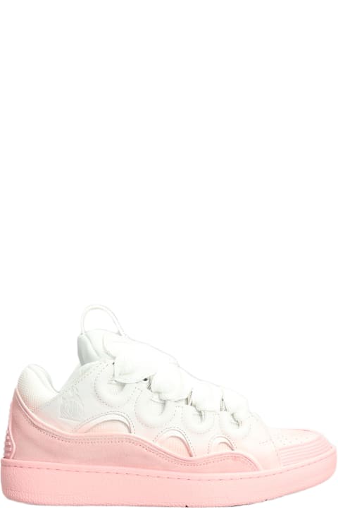 Shoes for Women Lanvin White And Pink Curb Sneakers In Leather