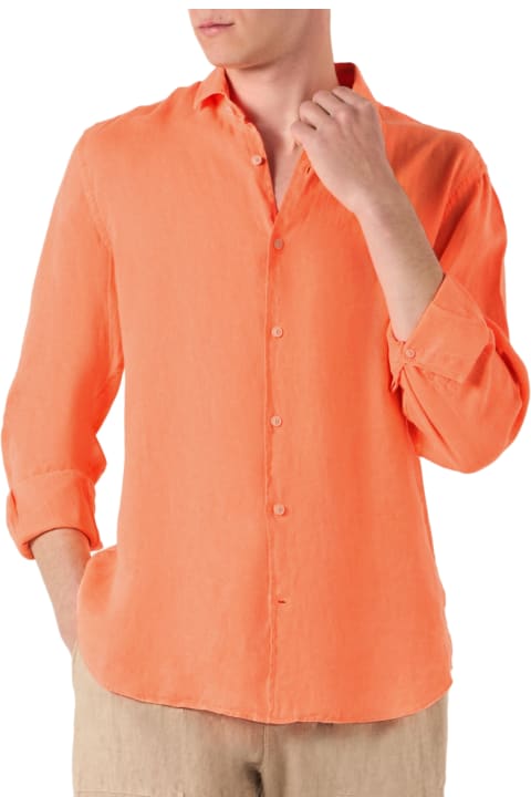 MC2 Saint Barth for Men MC2 Saint Barth Man Fluo Orange Linen Pamplona Shirt