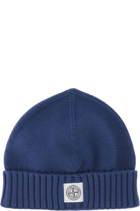 Accessories & Gifts for Boys Stone Island Junior Cotton Blend Beanie With Logo