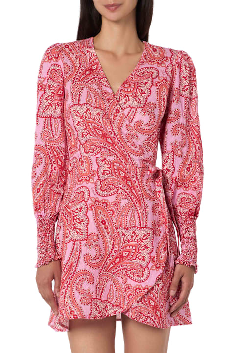 Homeware MC2 Saint Barth Linen Short Wrap Dress Brilly With Paisley Print