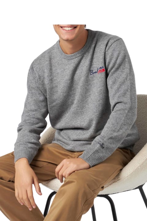 Homeware MC2 Saint Barth Man Crewneck Sweater With Bombardino Ski Club Embroidery