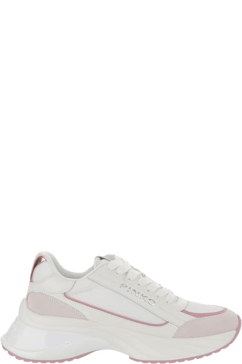 Pinko Sneakers for Women Pinko Mesh And Leather Sneakers With Logo