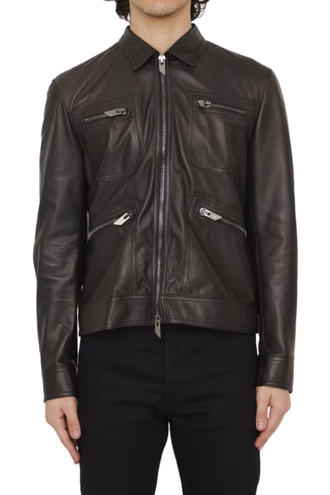 Salvatore Santoro Coats & Jackets for Men Salvatore Santoro Black Leather Jacket