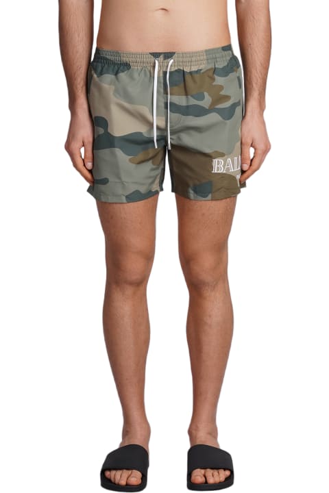 Balmain Swimwear for Men Balmain Beachwear In Green Polyester