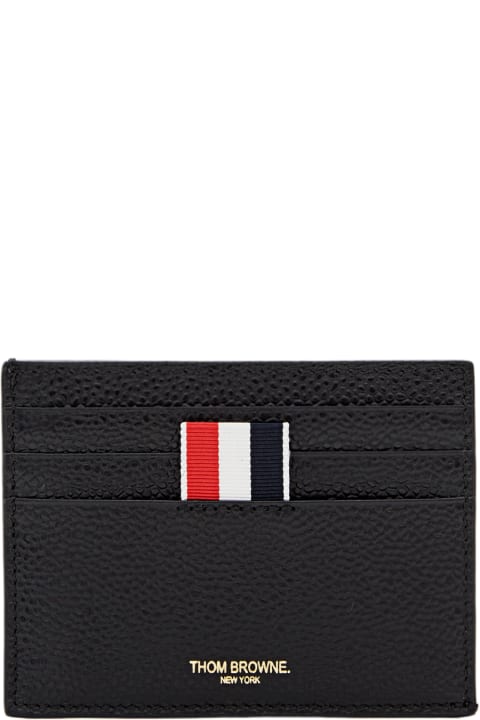 Thom Browne Card Holder With Note Compartment In Black Pebble
