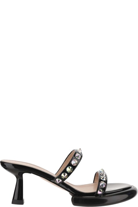 Francesca Bellavita Shoes for Women Francesca Bellavita Lilith Leather Mules With Rhinestones