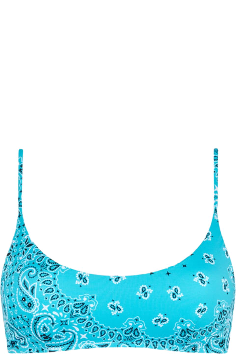 Homeware MC2 Saint Barth Woman Bralette Swimsuit With Light Blue Bandanna Print