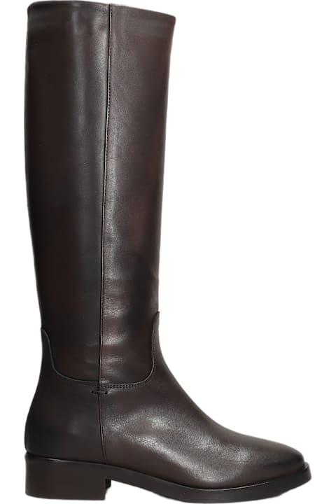 Julie Dee Shoes for Women Julie Dee Low Heels Boots In Dark Brown Leather