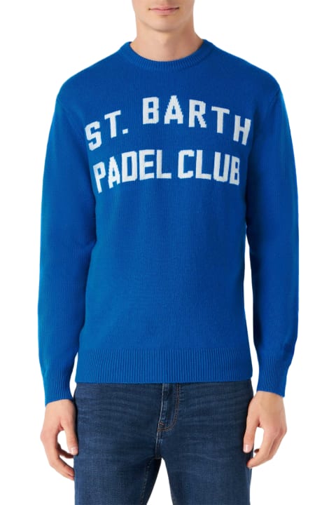 メンズ新着アイテム MC2 Saint Barth Man Sweater With St. Barth Padel Club Lettering