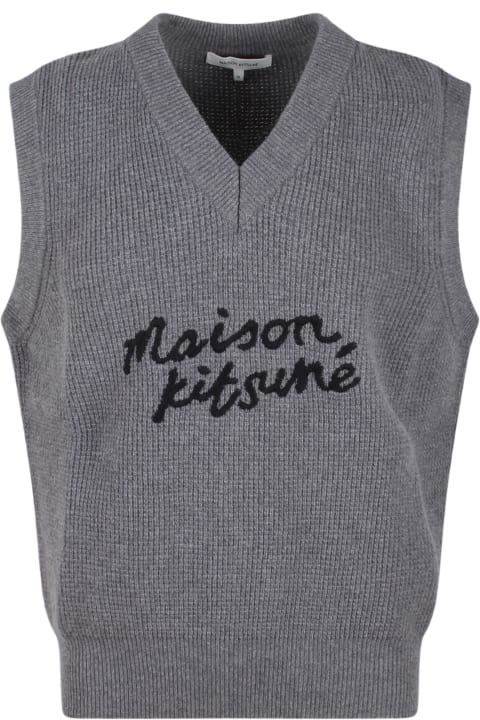 Coats & Jackets for Men Maison Kitsuné Embroidered Logo Wool Vest