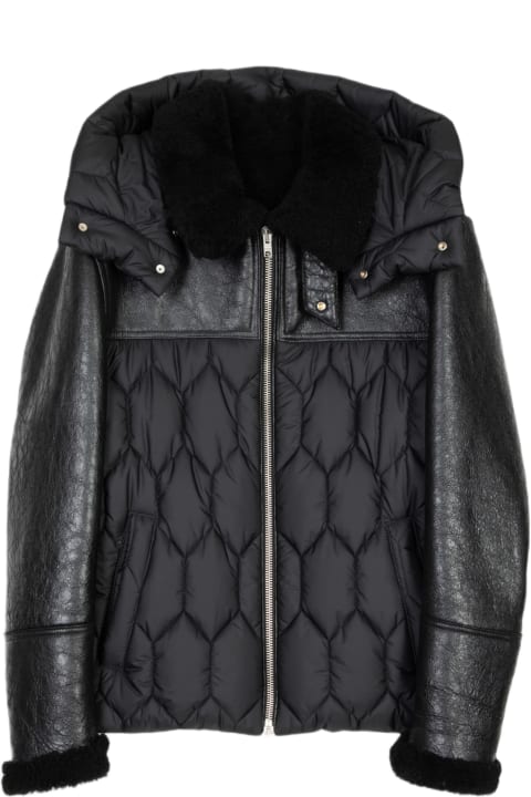 DFour for Women DFour Bomber Uomo / Montone-tessuto Black nylon and sheepskin jacket