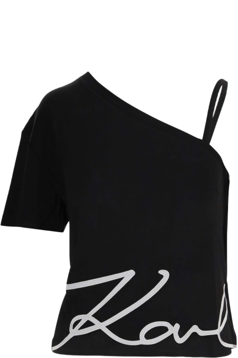 ウィメンズ Karl Lagerfeldのトップス Karl Lagerfeld One-shoulder T-shirt With Logo