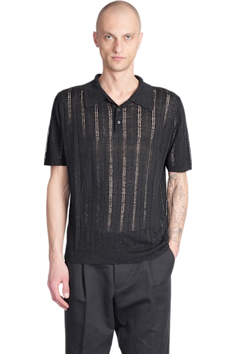 Roberto Collina for Men Roberto Collina Polo In Black Linen