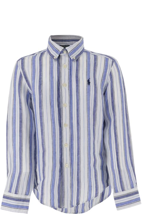 Shirts for Boys Ralph Lauren Striped Linen Logo Shirt