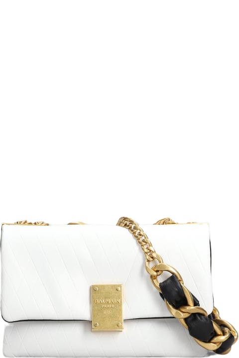Bags for Women Balmain 1945 Soft Shoulder Bag In White Leather