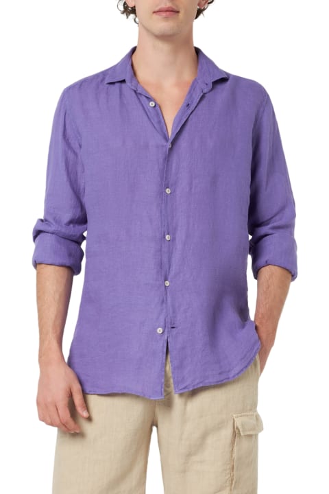 Homeware MC2 Saint Barth Man Purple Linen Shirt Pamplona