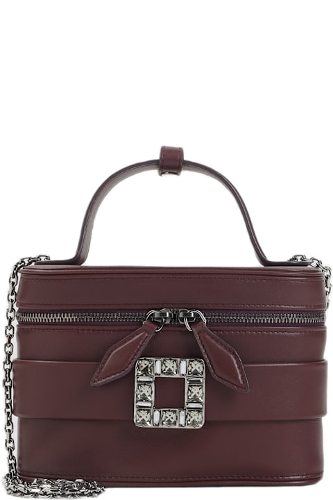 ハンドバッグ Roger Vivier Leather Vanity Bag Bordeaux Velvet vanity bag in burgundy - Roger Vivier | Mytheresa