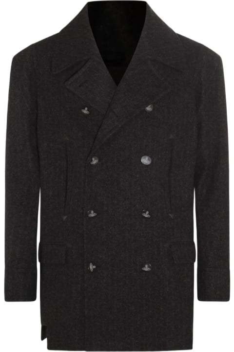 Vivienne Westwood Coats & Jackets for Men Vivienne Westwood Black Virgin Wool And Cashmere Blend Coat