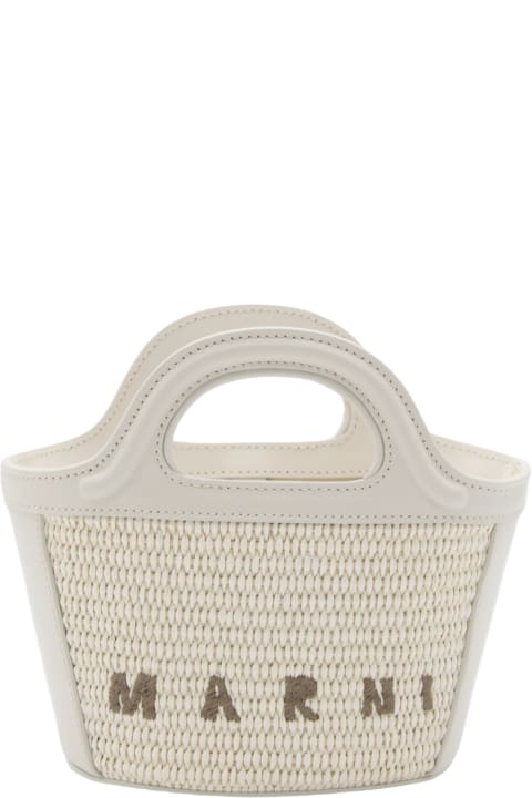 Marni Bags for Women Marni White Canvas And Leather Tropicalia Mini Top Handle