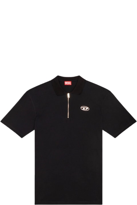 Diesel Topwear for Men Diesel 0hers T-vor-od Black cotton polo shirt with zip - T Vor Od