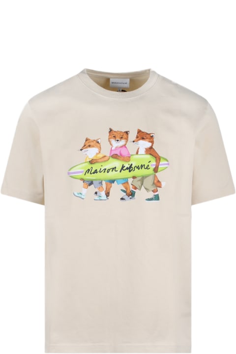 Maison Kitsuné for Men Maison Kitsuné Surfing Foxes T-shirt